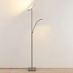 Lindby LED-gulvlampe Sumani, kantet, nikkel, højde 180 cm