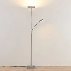Lindby LED-gulvlampe Sumani, kantet, nikkel, højde 180 cm
