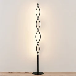 Lindby LED-gulvlampe Welina, sort, 150 cm, dæmpbar