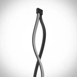Lindby LED-gulvlampe Welina, sort, 150 cm, dæmpbar