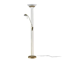 Lindby LED-gulvlampe Yveta, messing, metal, dæmpbar, 183 cm