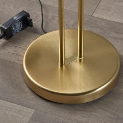 Lindby LED-gulvlampe Yveta, messing, metal, dæmpbar, 183 cm