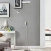 Lindby LED-gulvlampe Yveta, nikkelfarvet, metal, dæmpbar