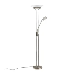Lindby LED-gulvlampe Yveta, nikkelfarvet, metal, dæmpbar