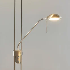Lindby LED-gulvlampe Yveta, nikkelfarvet, metal, dæmpbar