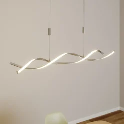 Lindby LED-hængelampe Auron, nikkelfarvet, metal, dæmpbar