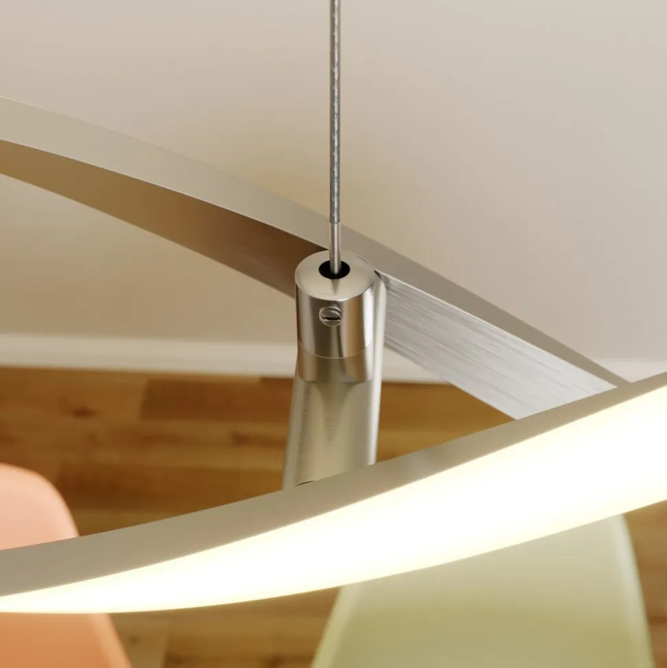 Lindby LED-hængelampe Auron, nikkelfarvet, metal, dæmpbar