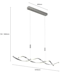 Lindby LED-hængelampe Auron, nikkelfarvet, metal, dæmpbar
