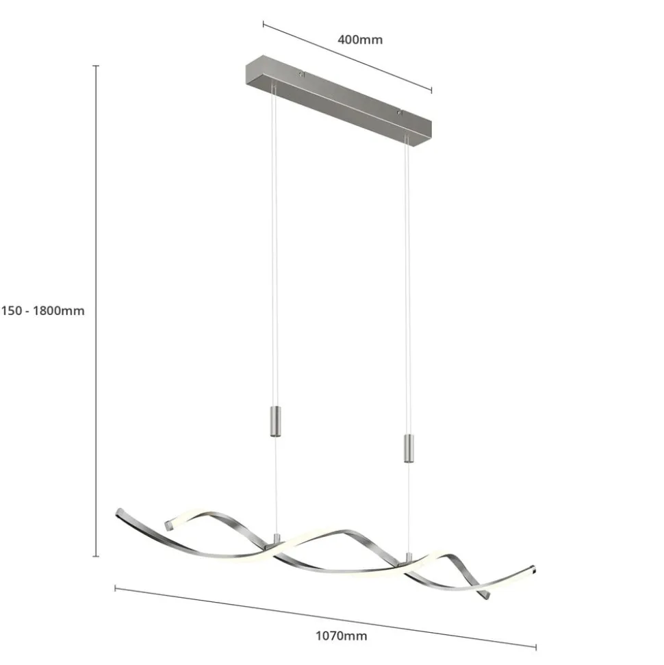 Lindby LED-hængelampe Auron, nikkelfarvet, metal, dæmpbar