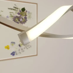 Lindby LED-hængelampe Auron, nikkelfarvet, metal, dæmpbar