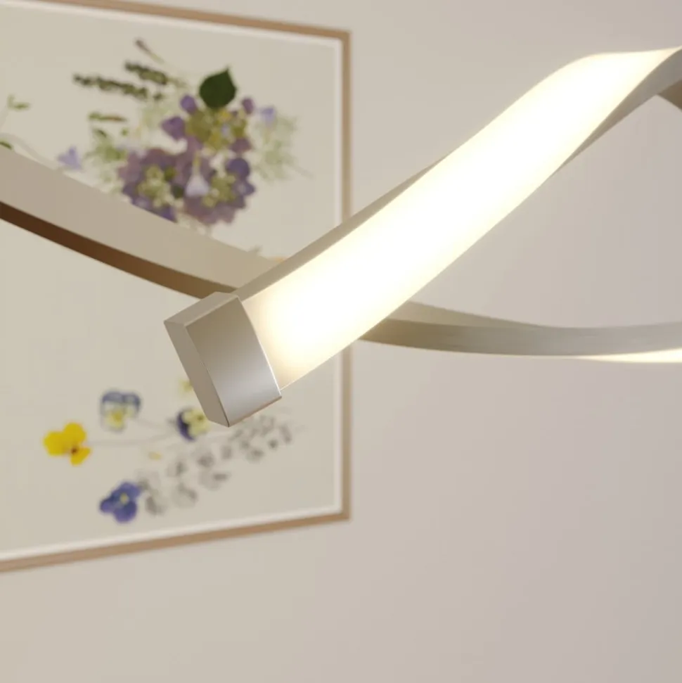 Lindby LED-hængelampe Auron, nikkelfarvet, metal, dæmpbar