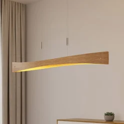 Lindby LED-hængelampe Beazina, eg, metal, 118 cm