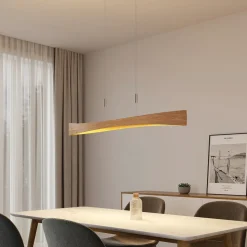 Lindby LED-hængelampe Beazina, eg, metal, 118 cm