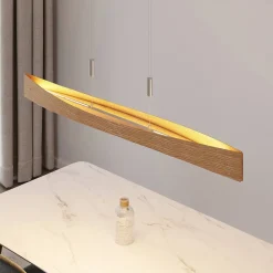 Lindby LED-hængelampe Beazina, eg, metal, 118 cm