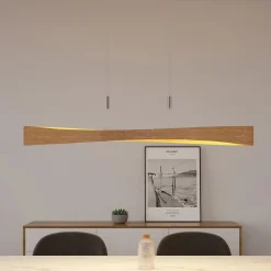 Lindby LED-hængelampe Beazina, eg, metal, 118 cm