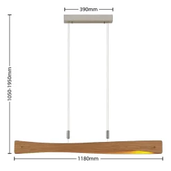 Lindby LED-hængelampe Beazina, eg, metal, 118 cm