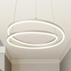 Lindby LED-hængelampe Davian, nikkelfarvet, Ø 49 cm, dæmpbar