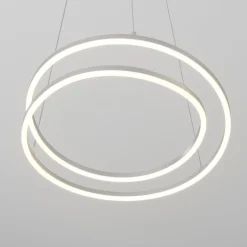 Lindby LED-hængelampe Davian, nikkelfarvet, Ø 49 cm, dæmpbar