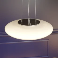 Lindby LED-hængelampe Gunda, hvid, glas, Ø 47 cm, dæmpbar