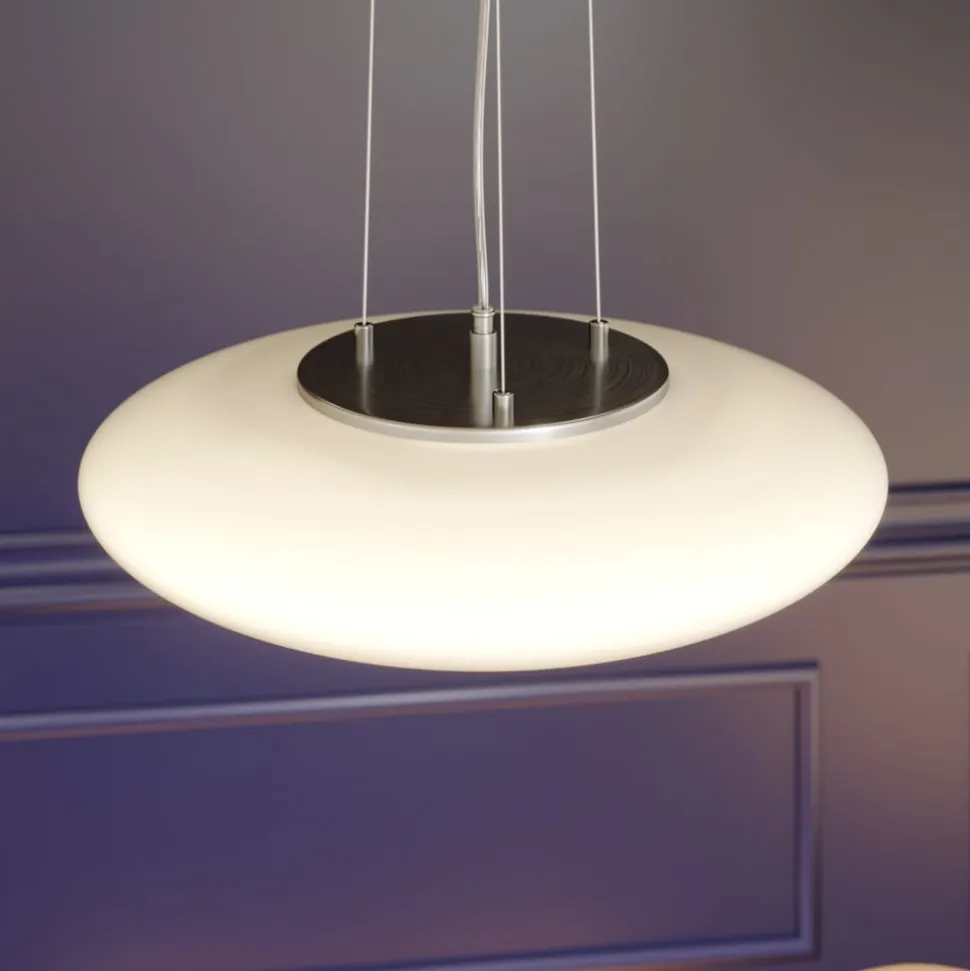 Lindby LED-hængelampe Gunda, hvid, glas, Ø 47 cm, dæmpbar