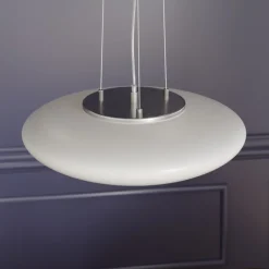 Lindby LED-hængelampe Gunda, hvid, glas, Ø 47 cm, dæmpbar