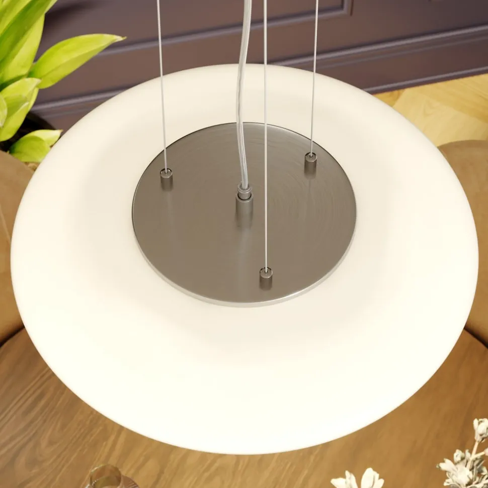 Lindby LED-hængelampe Gunda, hvid, glas, Ø 47 cm, dæmpbar