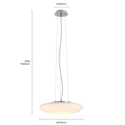 Lindby LED-hængelampe Gunda, hvid, glas, Ø 47 cm, dæmpbar