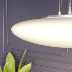Lindby LED-hængelampe Gunda, hvid, glas, Ø 47 cm, dæmpbar
