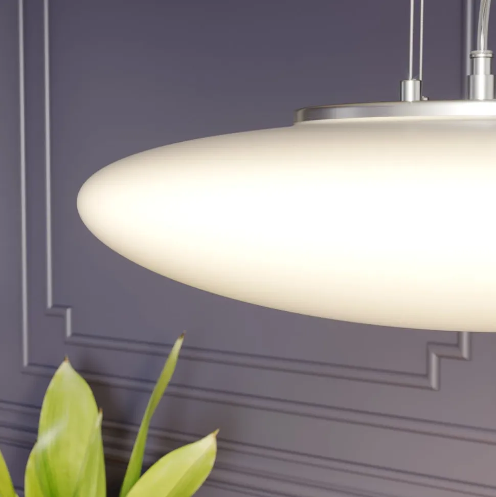 Lindby LED-hængelampe Gunda, hvid, glas, Ø 47 cm, dæmpbar