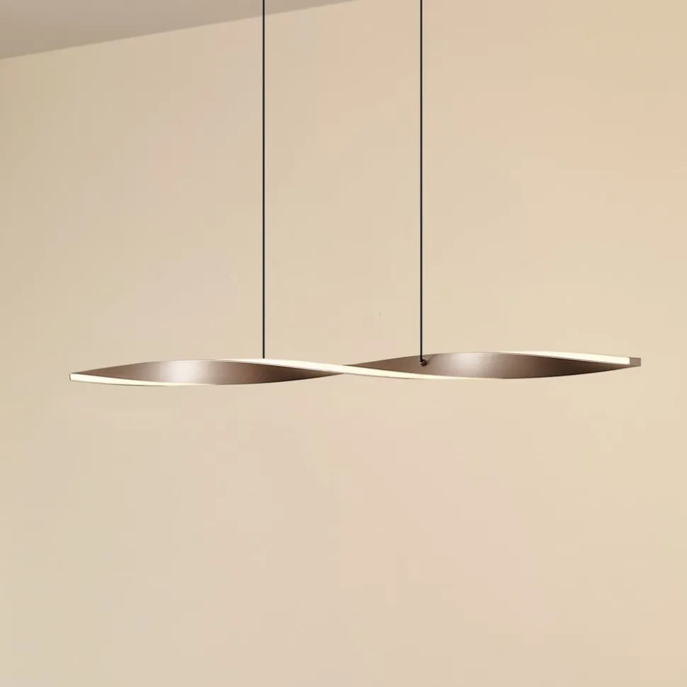 Lindby LED-hængelampe Jaren, sort/brun, 100 cm, CCT