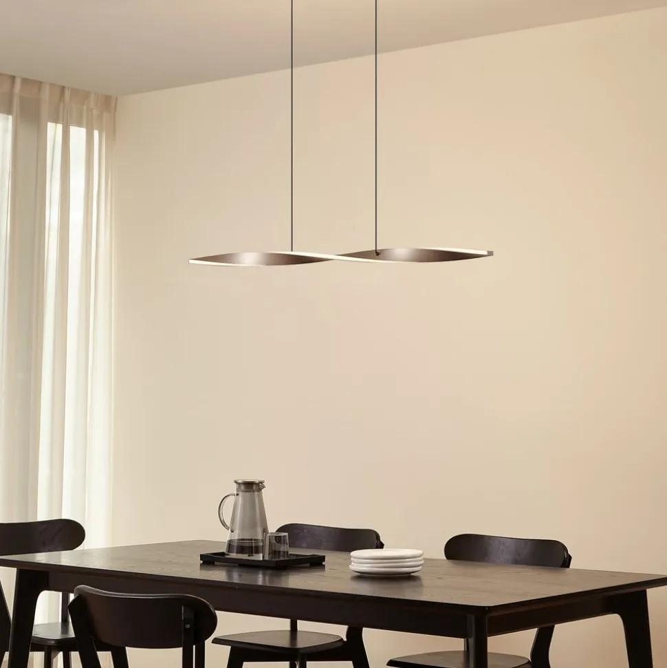 Lindby LED-hængelampe Jaren, sort/brun, 100 cm, CCT
