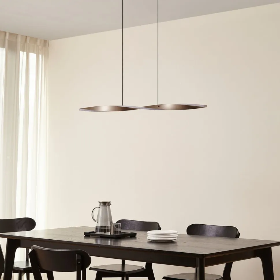 Lindby LED-hængelampe Jaren, sort/brun, 100 cm, CCT