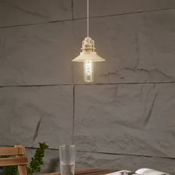 Lindby LED-hængelampe Raul, beige, aluminium, Ø 15 cm