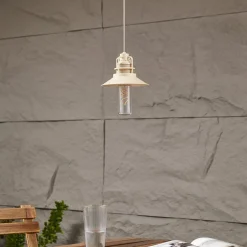 Lindby LED-hængelampe Raul, beige, aluminium, Ø 15 cm