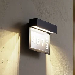 Lindby LED-husnummerlampe Antal, antracit, aluminium