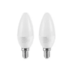 Lindby LED-kertepære, E14, C35, 4,5W, opal, 3000K, sæt med 2 stk