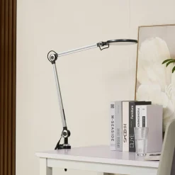 Lindby LED-klemlampe Nyxaris, grå, metal, CCT, 52 cm