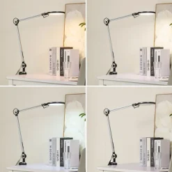 Lindby LED-klemlampe Nyxaris, grå, metal, CCT, 52 cm