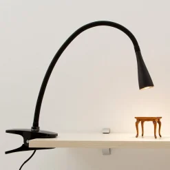 Lindby LED-klemmelampe Baris, højde 44 cm, sort, 3000K