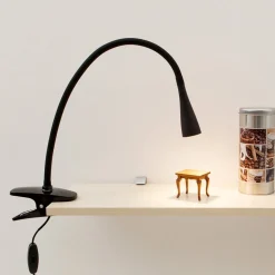 Lindby LED-klemmelampe Baris, højde 44 cm, sort, 3000K