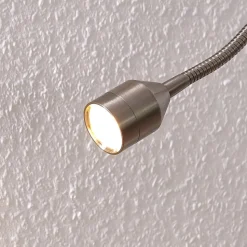 Lindby LED-klemmelampe Hanilo, højde 80 cm, nikkel, metal