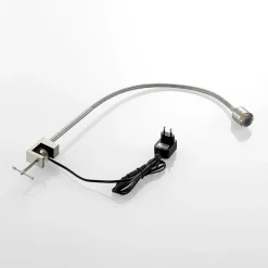 Lindby LED-klemmelampe Hanilo, højde 80 cm, nikkel, metal