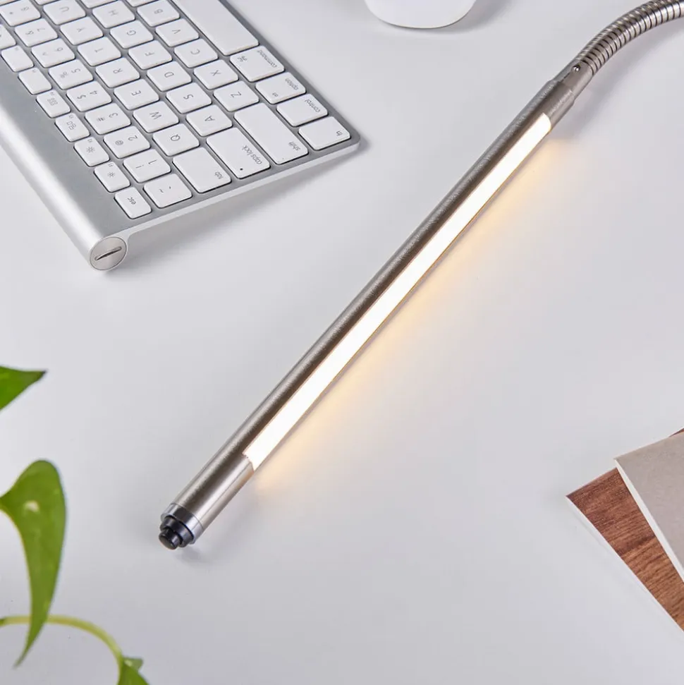Lindby LED-klemmelampe Lionard, 53 cm, mat nikkel, metal