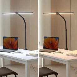 Lindby LED-klemmelampe Nilay, højde 97,5 cm, CCT, hjemmekontor