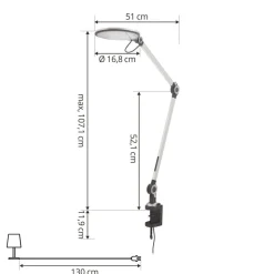 Lindby LED-klemmelampe Nyxaris, sølv, metal, CCT, 52 cm