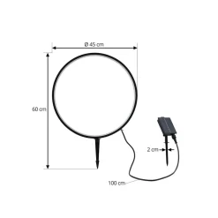 Lindby LED-lampe med jordspyd Syrene, 45 cm, sort, aluminium