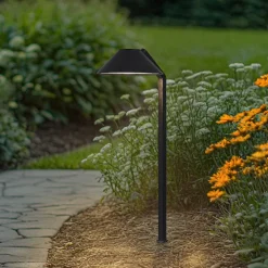 Lindby LED-lampe med jordspyd Capelo, sort, metal, 77 cm