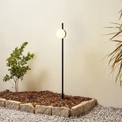 Lindby LED-lampe med jordspyd Darleen, antracit, metal, Ø10cm