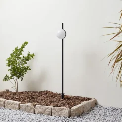 Lindby LED-lampe med jordspyd Darleen, antracit, metal, Ø10cm