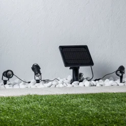 Lindby LED-lampe med jordspyd Malida, sæt med 3, sort